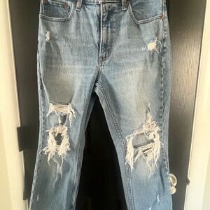 Abercrombie & Fitch Blue Distressed Ankle Jeans